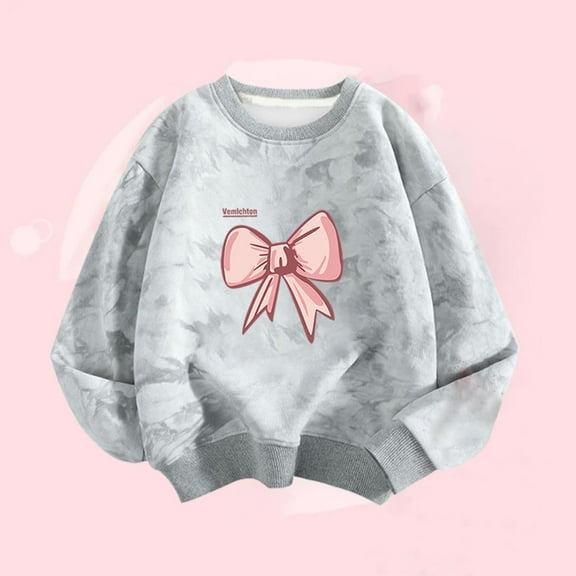 Bnwani Toddler Sweatshirt Girls Cotton Crew Neck Long Sleeve Winter Fall Fleece Thin Base Sweatshirt Tie-Dye Printed Tops Pullover