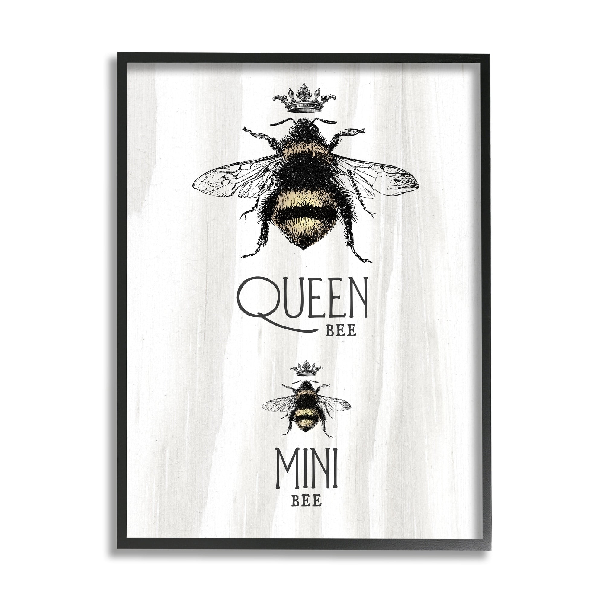 Stupell Industries Queen & Mini Bee Crowned Bumblebees Mother Daughter Framed Wall Art, 11 x 14, Design by Lil' Rue