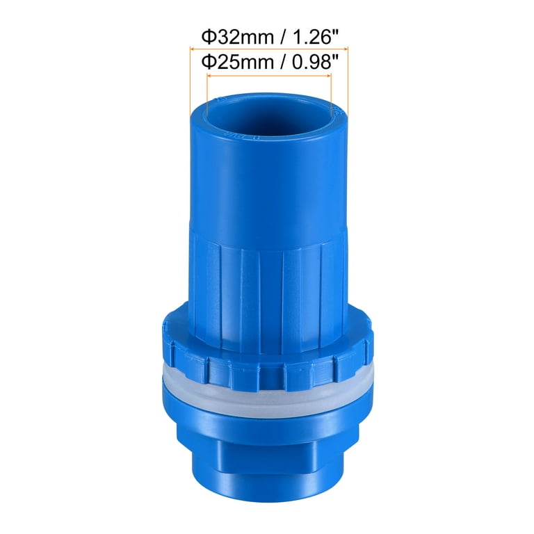 Uxcell 3/4 25mm ID Dn20 PVC Straight Water Tank Pipe Connector Joint Blue, Size: 25 mm
