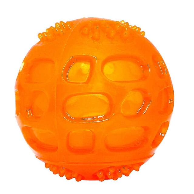 Pelota masticable para perros, pelota de goma flotante indestructible con sonido (naranja)