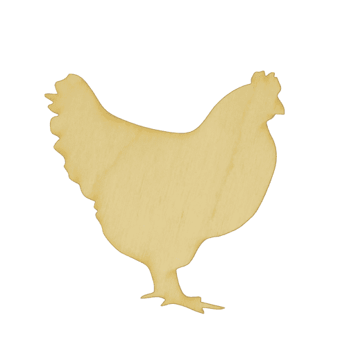 Package of 1, Medium 7.75" x 8" x 0.25" Baltic Birch Plywood Chicken Wood Cutout for Art and Craft Project, Made in USA