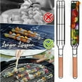 thumbnail image 3 of 20" Large Kabob Grilling Baskets BBQ Grill Accessories- Oak Handle Stainless Steel for Grilling Vegetables, Chicken, Meat, 3 of 6