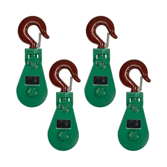 (4 Pack) Snatch Block with Hook WLL 8 Ton 6" Sheave 3/4 Inch Wire Rope Wrecker Roll Back Recovery