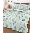 thumbnail image 3 of Quilts Twin Size, Blue Floral Spring Soft Comforter Bedding Set for Bed, Sage Green Farmhouse Botanical Chic Lightweight Quilted Bedspread with Pillow Cover(2 Pieces) for All Season, 68x86 Inch, 3 of 9