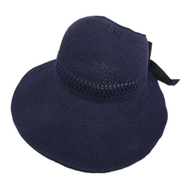 Greeniant Mujeres Lady Girl Beach Brim verano plegable viaje sol algodón hilo sombrero gorra nuevo Escalada azul marino Tipo de malla Greeniant HW5449-08