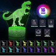 thumbnail image 2 of Lámpara de luz nocturna de dinosaurio 3D, juguetes, lámparas de dinosaurio para habitación de niños, luz LED de 7 colores para la noche en casa., 2 of 5
