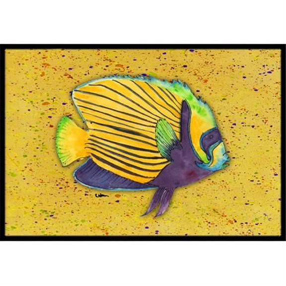 18 x 27 In. Tropical Fish on Mustard Indoor or Outdoor Mat