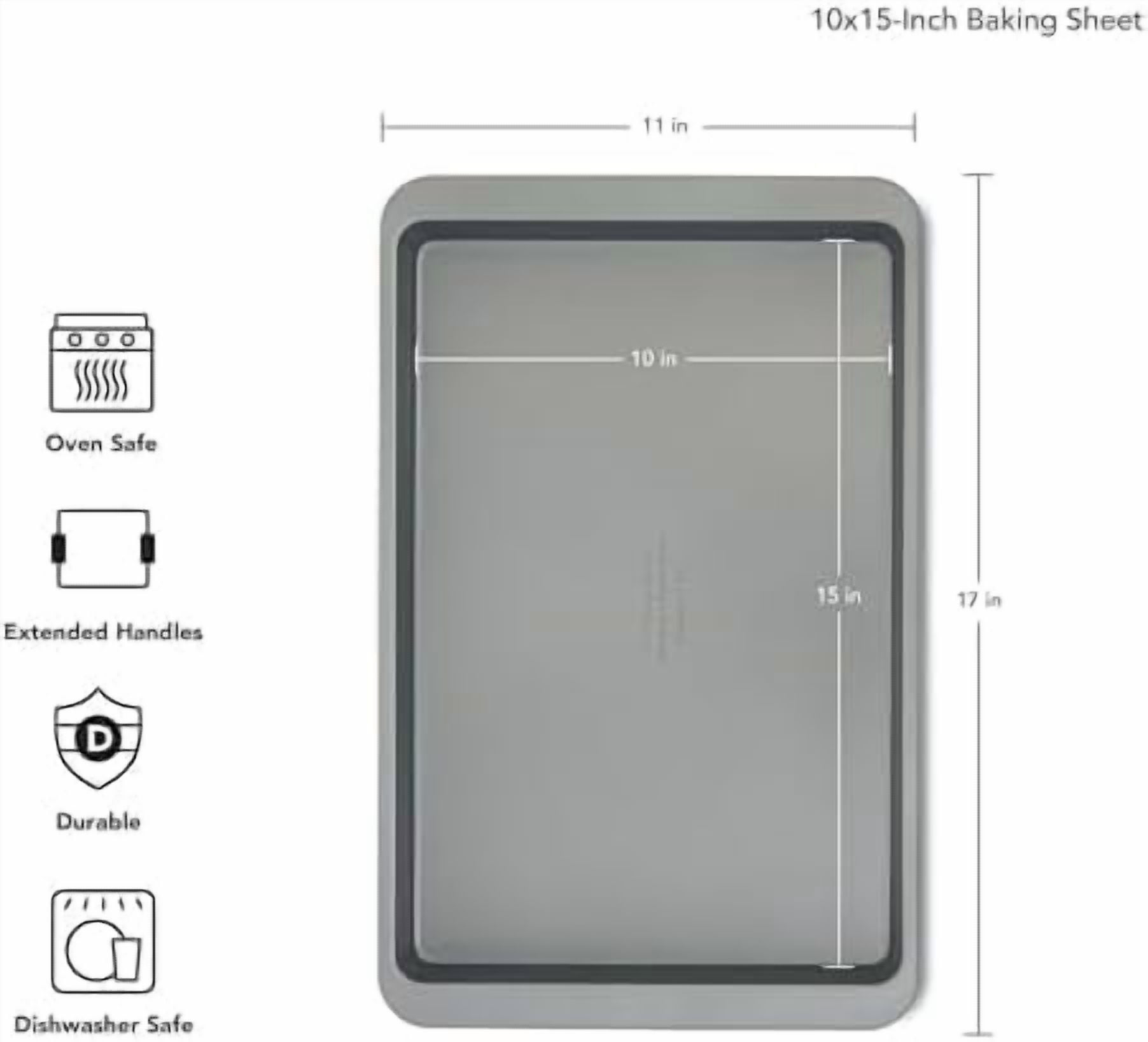 Premium Aluminized Steel Baking Sheet, Nonstick, 10x15 Inch, Contour Silver (Pack of 6)