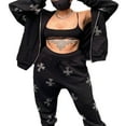 thumbnail image 2 of PENGXIANG Women Y2k Skeleton Zip Up Hoodies Rhinestone Graphic Oversized Pullovers, 2 of 7