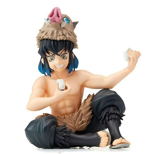 Anime Demon Slayer PVC figura de acción Nezuko Tanjirou Shinobu Zenitsu Hashibira Inosuke comer bolas de arroz Kimetsu No Yaiba muñeca juguetes