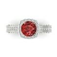 thumbnail image 2 of 2.7ct round cut red natural garnet 18k white gold halo Bridal Wedding Engagement Promise Anniversary Ring for Women size 5.5, 2 of 7