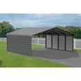 thumbnail image 3 of Arrow 20 x 20 x 7 ft Charcoal Steel Carport With 2 Side Wall Kit, 3 of 15