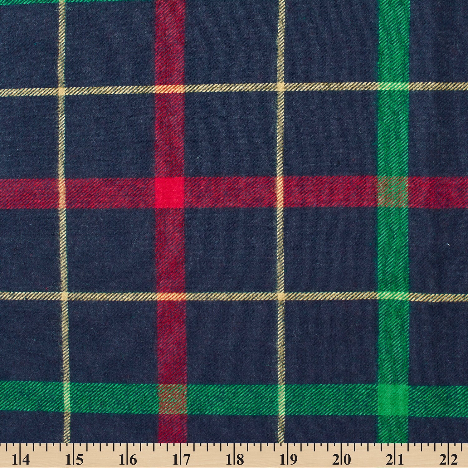 Flannel Brushed Hypoallergenic Cotton Tartan Plaid Geometric #15 Yarn Dyed Fabric By The Yard To Sew Apparel, Accessories, & Décor - Navy Blue / Kelly Green / Red (10 Yards)