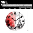 thumbnail image 2 of erolrail Rustic Wall Clock,Silent Non Ticking Wall Clocks for Living Room,Bedroom,Kitchen 12IN Oil Painting Paris Black White and Red Modern Art Cute Drawing, 2 of 5