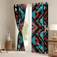 thumbnail image 3 of Homewish Western Boho Tribal Black Out Curtains,Abstract Geometric Desgin Curtains Pack of 2 (42x63 Each),Red Cyan Black Bedroom Curtains For Girls Boys,Microfiber Bedroom Decor, 3 of 6