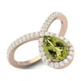 thumbnail image 2 of Delicate Tear Drop 7X5mm Pear Peridot 925 Sterling Silver Rose Vermeil Solitaire Mother's Day Gift Ring, 2 of 3