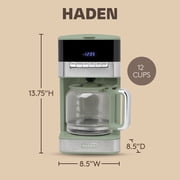 Haden Programmable Drip Coffee Maker, 12 Cup Cafe Machine, Green/Chrome