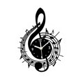 thumbnail image 1 of Reloj de pared con símbolo musical, decorativo, sencillo, elegante, creativo y práctico. 237 cm x 30 cm, 1 of 9