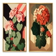 thumbnail image 2 of Designart "Retro Geranium Blooming in Red and Green I" Floral Framed Wall Art Set Of 2 - Traditional Red Frame Gallery Set For Office Decor, 2 of 6
