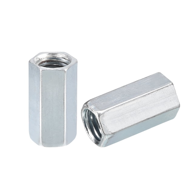 Unique Bargains M12x19x30mm Coupling Nuts, Galvanized Carbon Steel Hex Threaded Rod Coupler, (New) 5 Count