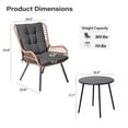 thumbnail image 2 of KAMEROUT 3 Piece Outdoor Bistro Set, Rattan Patio Furniture Set with Coffee Table & Gray Cushions for Lawn, Garden, Balcony, 2 of 7