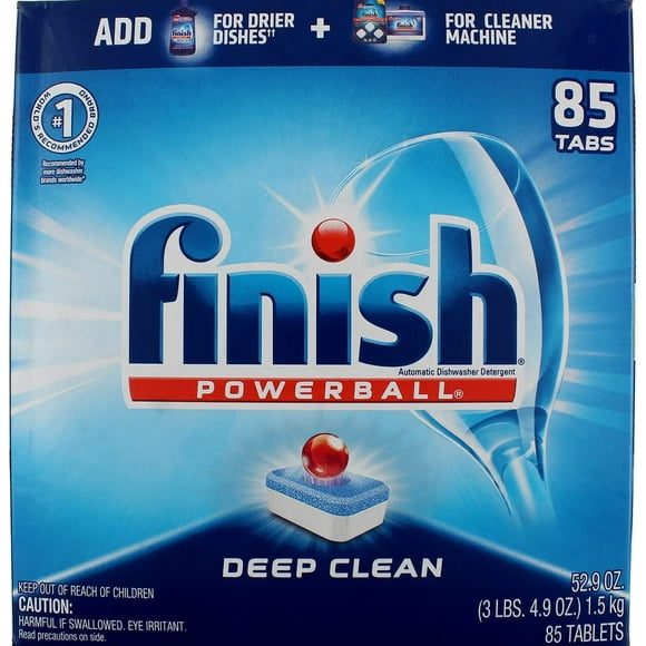 Finish - Tout en 1-85ct - Détergent pour Lave-Vaisselle - Powerball - Comprimés à Vaisselle - Onglets de Plat - Parfum Frais