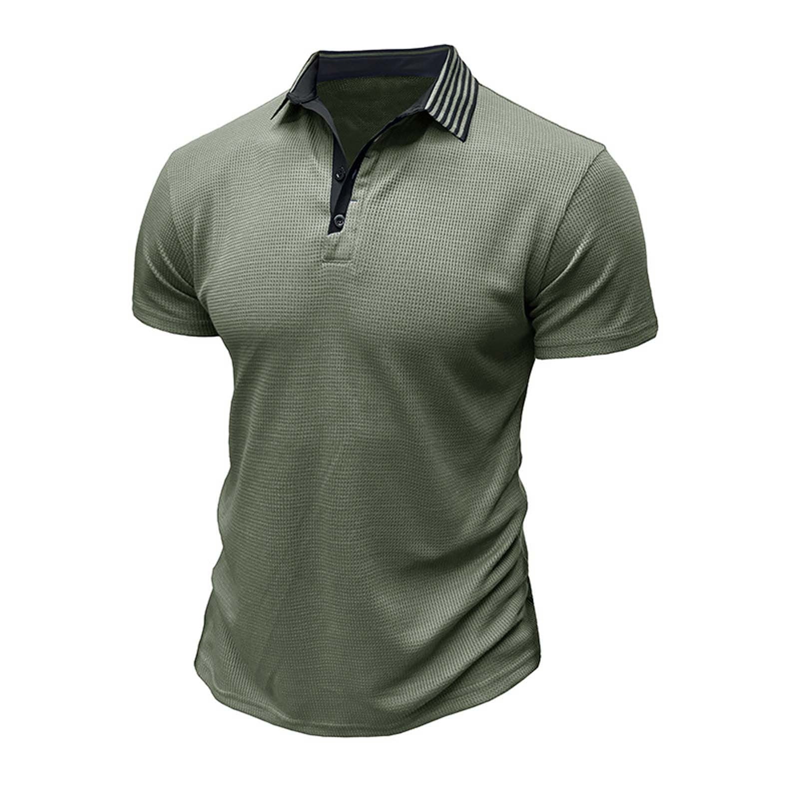 ohmzyzo Waffle Polo Shirts for Men Breathable Short Sleeve Golf