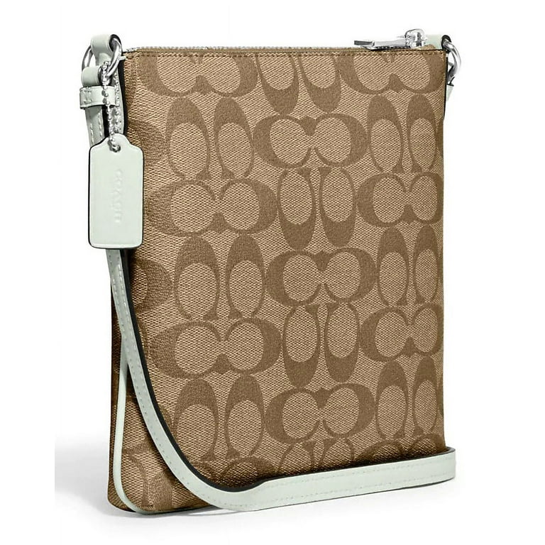 Coach Women s Top Zip Mini Rowan File Crossbody Bag in Signature Canvas Leather Khaki Light Sage Walmart