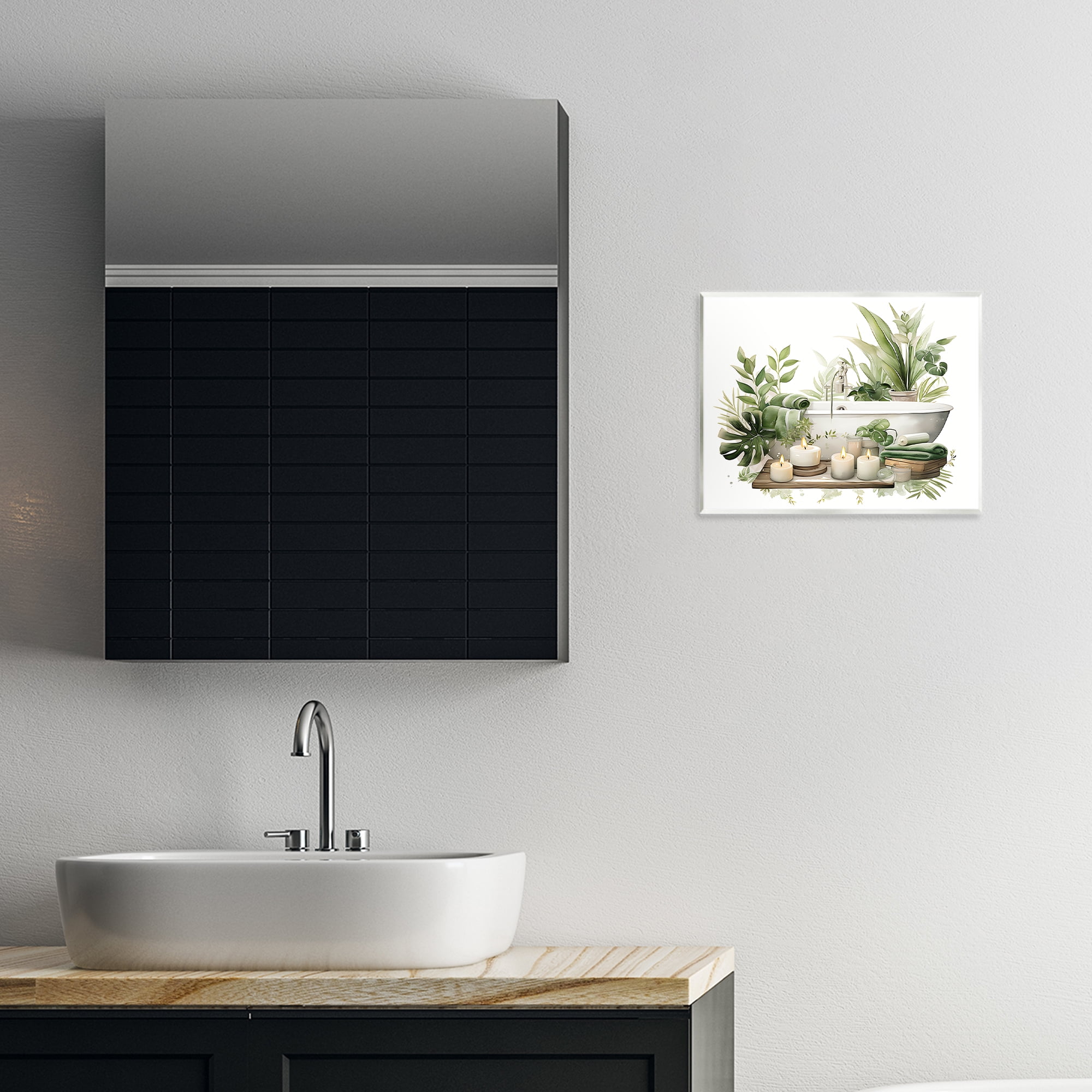 Tropical Zen Bathtub Wall Plaque Art, design by Lettered and Lined