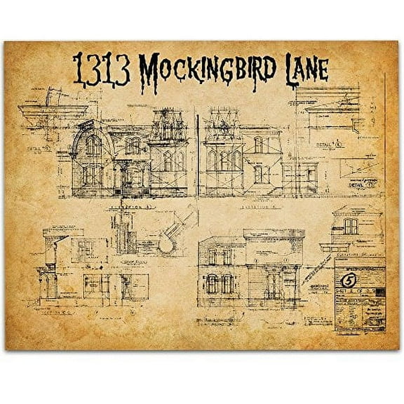 Munsters House Plans - 11x14 Unframed Art Print - Great Gift to Classic TV Show Geeks and Vintage Home Decor
