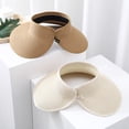thumbnail image 7 of Women's Sun Visor Hats Wide Brim Straw Beach Hat Ponytail Hats for Women Foldable Floppy Brown One Size, 7 of 7