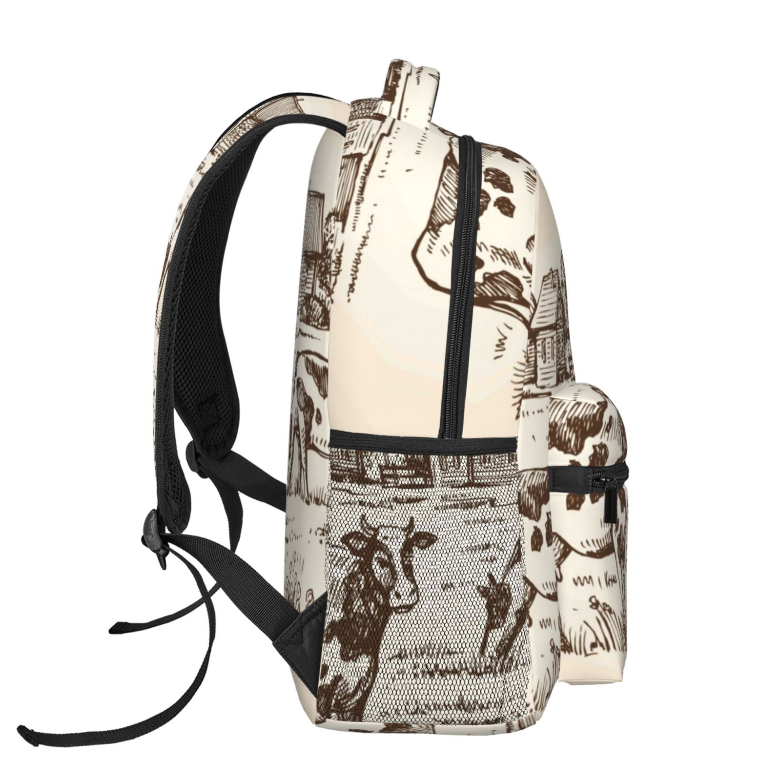 Ratiio Cows On The Farm Print Eco-Friendly Casual Backpack, Water-Resistant Polyester Canvas Daypack with Smooth Zippers, Comfortable & Durable Travel Bag with Laptop Compartment