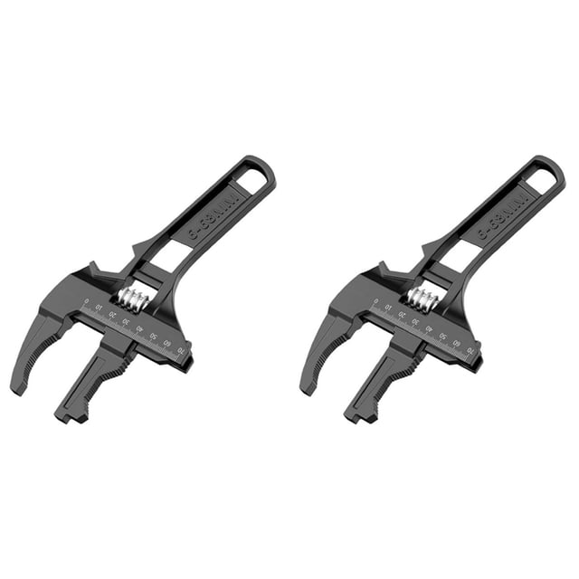 2X Juego de Reparación Universal con Llave Ajustable de 6-68 mm, Vástago Corto de 8 Pulgadas y Aberturas Grandes, para Tuercas de Tubo de Lavabo de Baño, B