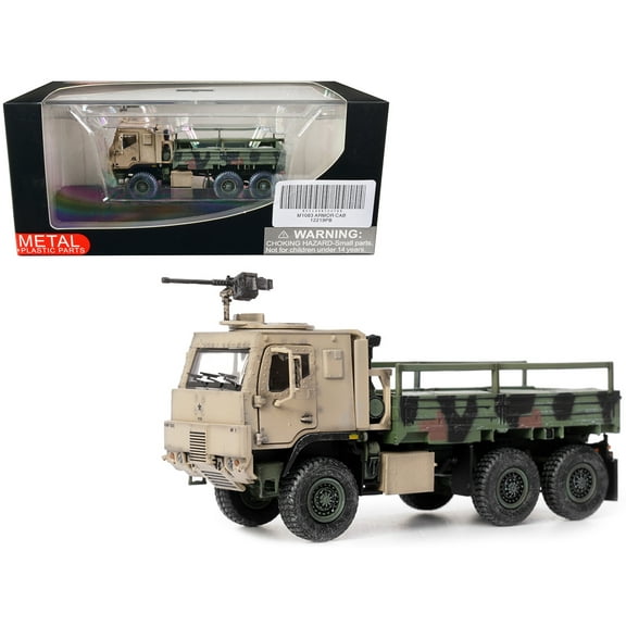 M1083 MTV (Medium Tactical Vehicle) Armored Cab Cargo Truck w/Turret NATO Camouflage "US Army" 1/72 Diecast Model by Panzerkampf