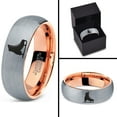 thumbnail image 4 of Tungsten Ice Figure Skating Hockey Skate Band Ring 7mm Men Women Comfort Fit 18k Rose Gold Dome Brushed Gray Polished, 4 of 4