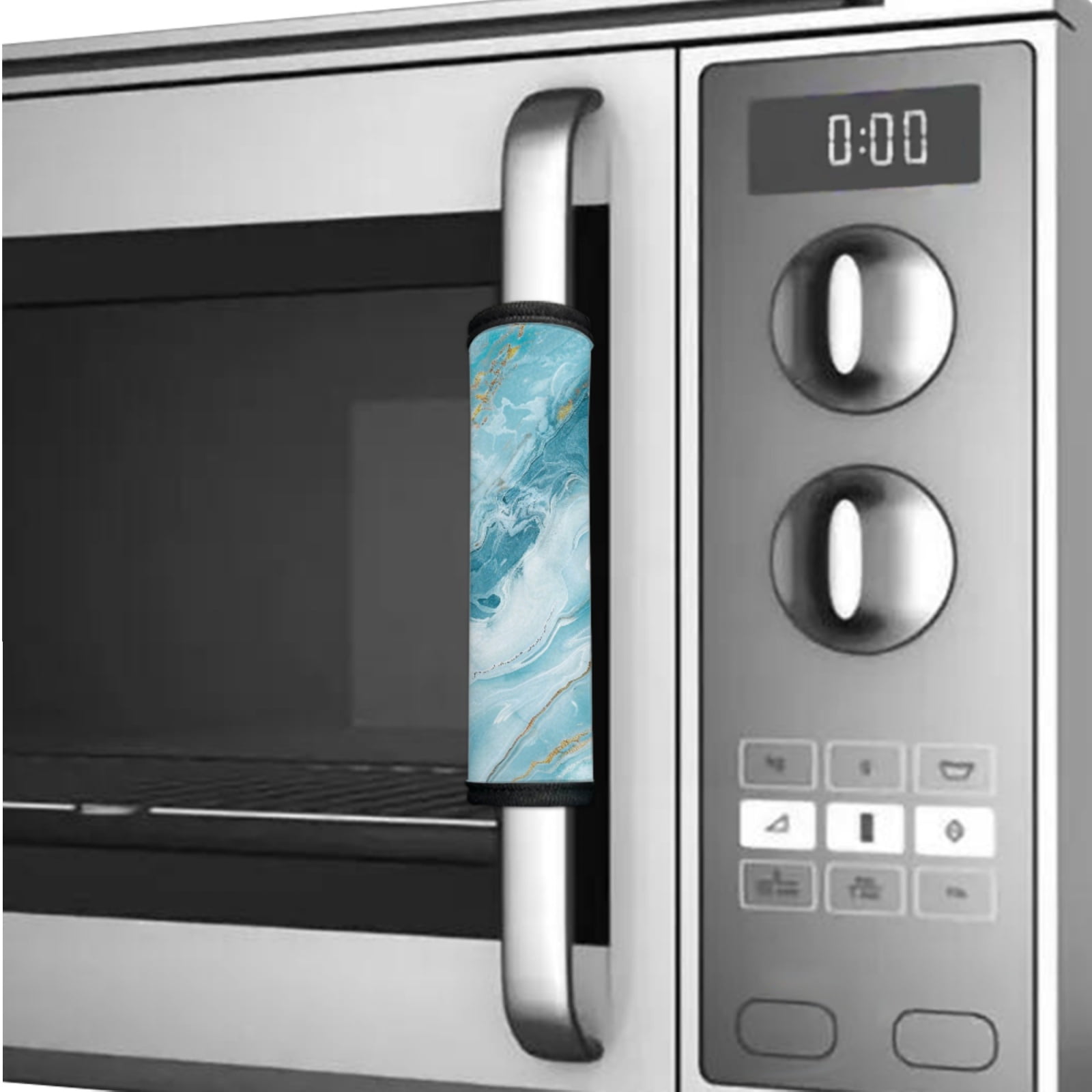 Xoenoiee Refrigerator Door Handle Wraps Set of 6 Lightweight Neoprene Kitchen Appliance Decor Replacement Sturdy Handle Covers Fit Fridge Microwave Oven, Aqua White Golden Marble
