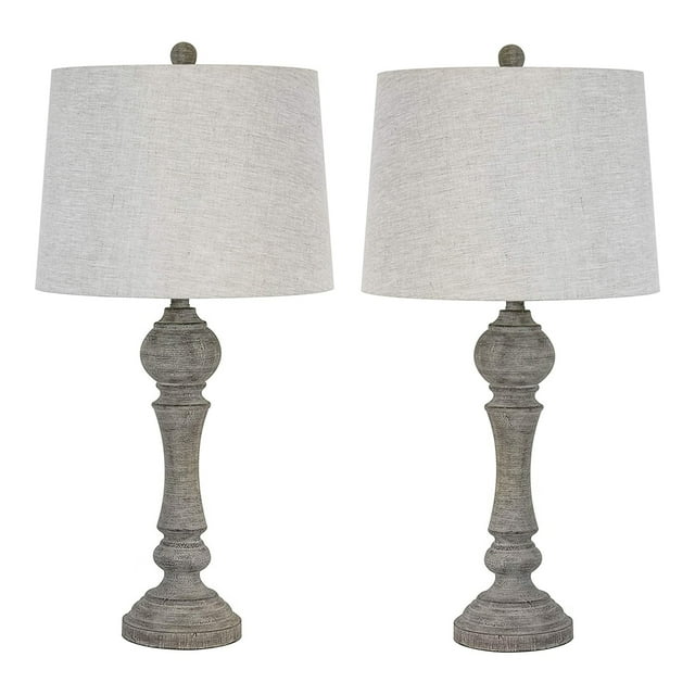 Grandview Gallery Lampes de Table de Ferme avec Abat-Jours en Lin Naturel, Ensemble de 2
