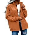 thumbnail image 6 of LEAVINGSUO Rain Jacket Women Waterproof Lightweight Stand Collar Windbreaker Zip Up Elastic Cuffs Casual Jacket Orange L, 6 of 8