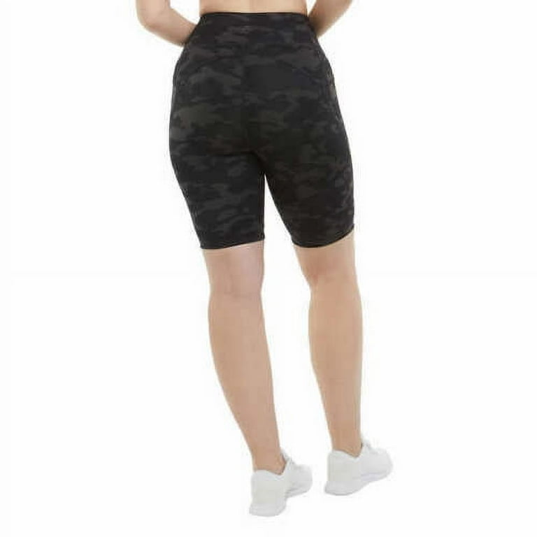 Danskin Women s Bike Shorts with Side Pocket Black Camo Print Medium Walmart