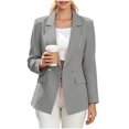 thumbnail image 4 of Qiggri Women's Blazer Lapel Collar Double Breasted Outerwear Long Sleeve Pockets for Spring Fall Office Casual Business Travel L, 4 of 9