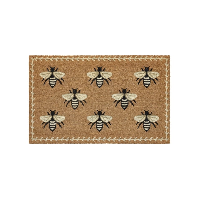 Bee Door Mat Whimsical Pattern Tough Textured Floor Mat 20X31 Inches for Front Door, Rear Door, Side Door