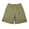 thumbnail image 5 of Womens Bermuda Shorts Breathable Cotton Linen Elastic Waistband Pockets Knee Length Bermuda Long Shorts for Women, 5 of 7