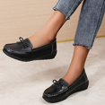 thumbnail image 4 of Wedge Slip on Penny Loafers for Women 2025 Fashion Casual Soft Leather Bow Low Heel Work Dress Walking Shoes, 4 of 8