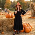 thumbnail image 3 of Lightweight Stretchy Halloween Pointed Wizard Hat, Wide Brim Witch Hat Costume Accessory, Comfort Fit for Halloween Themed Party, Role Play & Daily Styling Saffron, 3 of 7