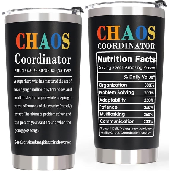 Boss Office Gifts for Men Chaos Coordinator Coworkers Tumbler - Funny Appreciation Thank You Birthday Gifts for Men Male Employee Principal, Cool Work Gifts for Coworkers Bosses Teacher
