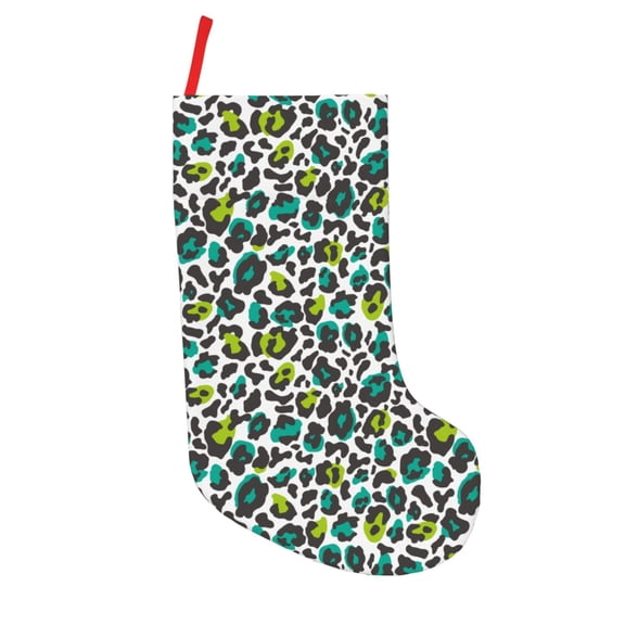 Defioc Green Leopard for Christmas Stockings 18" Personalized Holiday Stocking for Family, Farmhouse Decor, Xmas Tree Decoration, 1 Pack