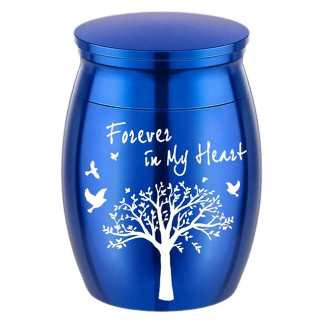 Kjfeif Personalized Small Pet Urn for Ashes - Waterproof Cremation Keepsake Stainless Steel Memorial Urn with Tree Patterns and Text for Ashes Holder Memorial Dog Cat Funeral Decorative