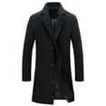 thumbnail image 3 of SPRING PARK Men's Classic Winter Lapel Collar Casual Woolen Single-breasted Pockets Plus Size Trench Coat, 3 of 7