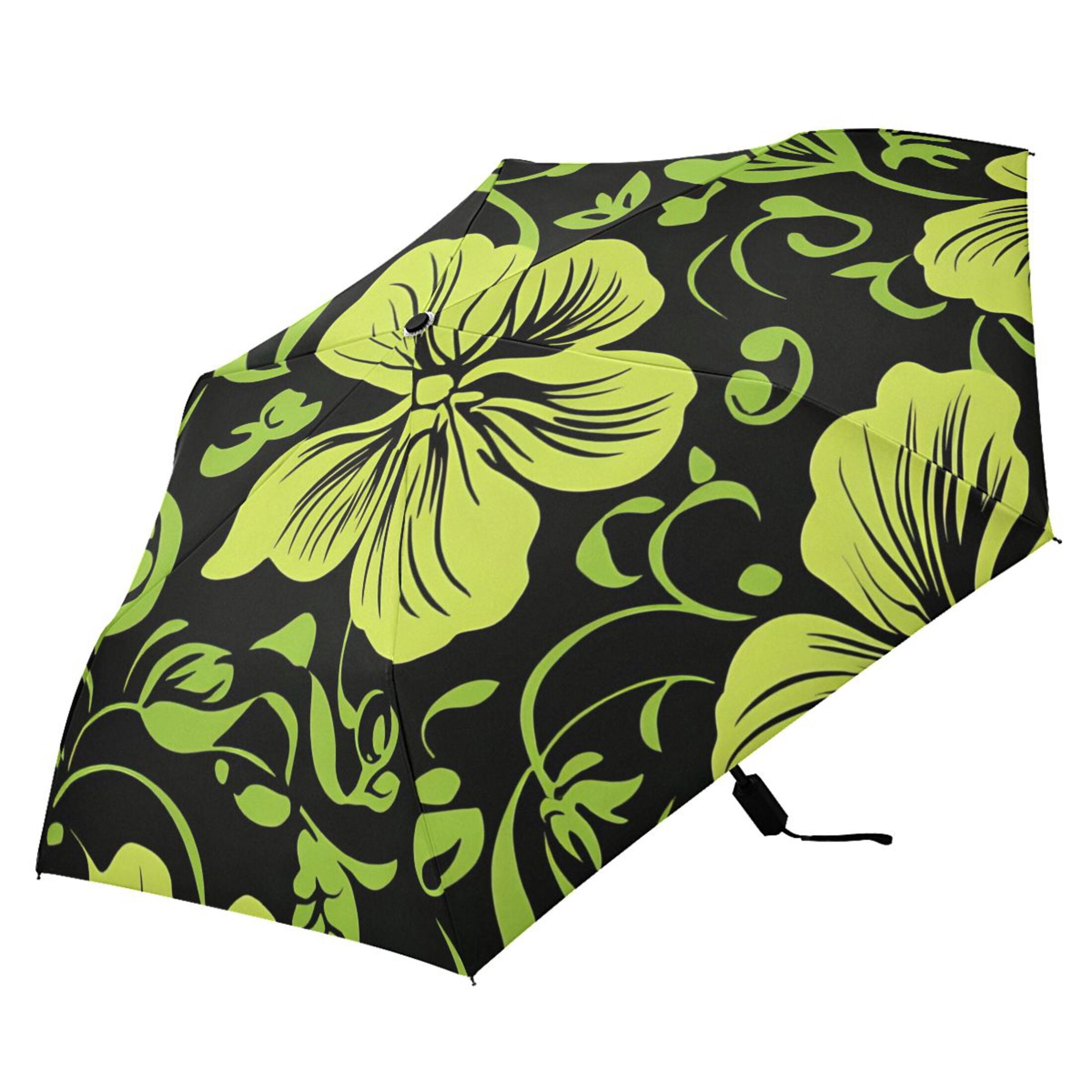 ALAZA Elegant Tropical Floral-h7 UPF 50+ Compact Folding Umbrella for Rain Travel Umbrella Packable