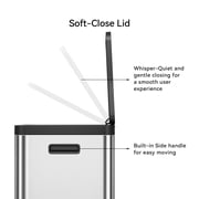 EKO Essential Kitchen Trash Can, 16 Gallon Stainless Steel Recycling Garbage Bin, Silver with Sample Trash Bags Included